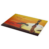 Planche À Découper Une belle femme africaine Silhouette sur les solei (Coin)