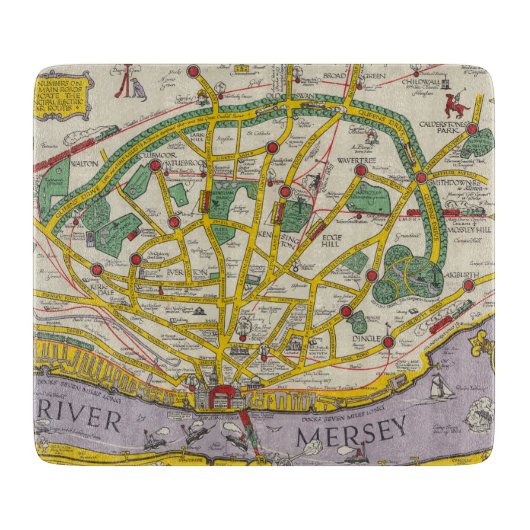 Planche À Découper Une carte de Merseyside, Liverpool (Devant)