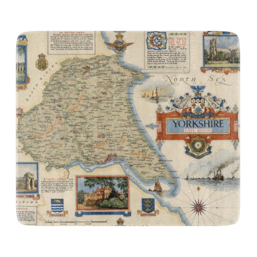 Planche À Découper Une carte de Yorkshire : Équitation est (Devant)
