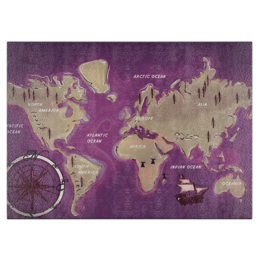 Planche À Découper Une carte du monde. (Devant)