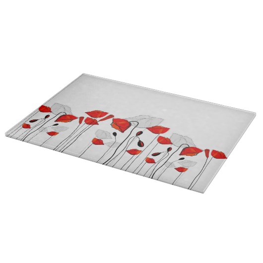 Planche À Découper Une rangée de pavots rouges (Coin)
