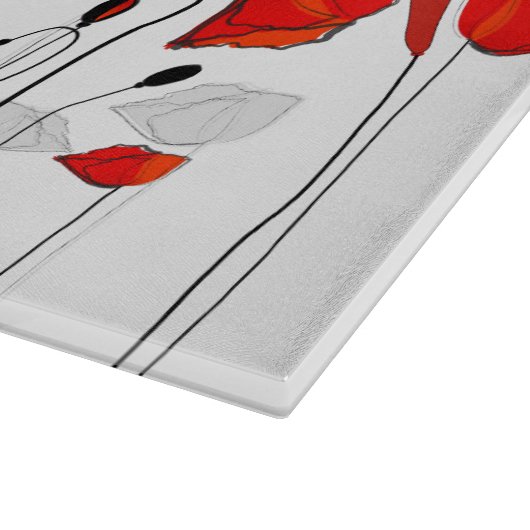 Planche À Découper Une rangée de pavots rouges (Coin)
