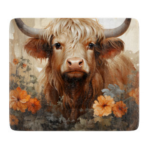 Planche À Découper Une série de vaches des Highlands florales Design