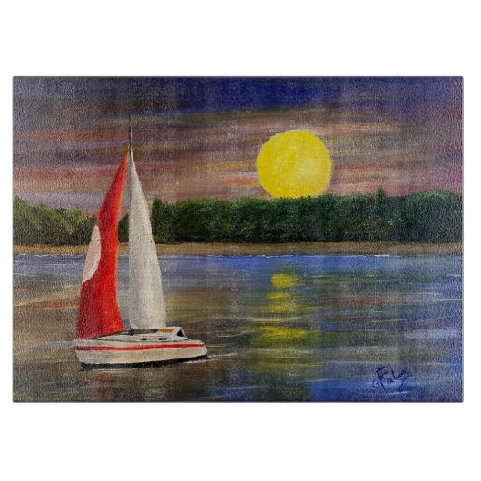 Planche À Découper Une voile coucher de soleil, par Gary Poling (Devant)