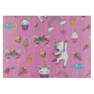 Planche À Découper Unicorne Fan Club motif rose