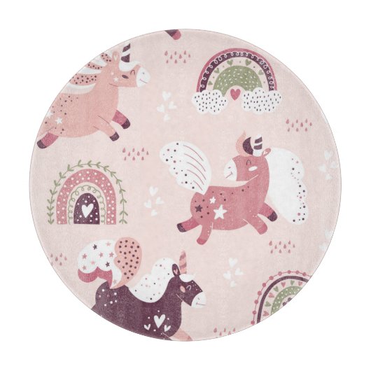 Planche À Découper Unicorns Rainbows : Pastel Magic Arrière - plan. (Devant)