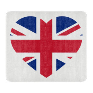 Planche À Découper Union Jack Heartflag sur white Glass CB cn