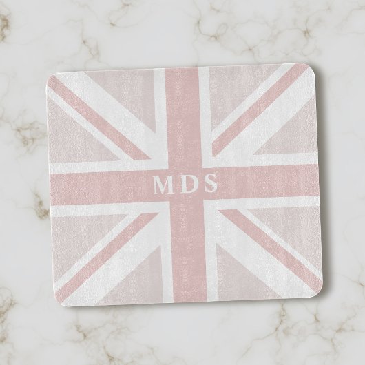 Planche À Découper Union Jack UK Drapeau Monogram Pink Cutboard