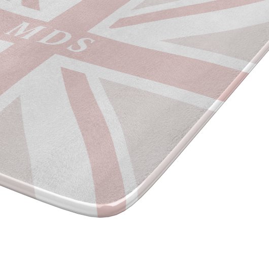 Planche À Découper Union Jack UK Drapeau Monogram Pink Cutboard (Coin)
