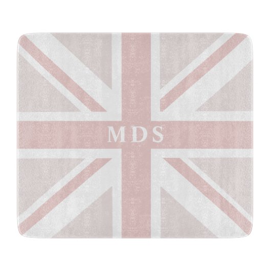 Planche À Découper Union Jack UK Drapeau Monogram Pink Cutboard (Devant)
