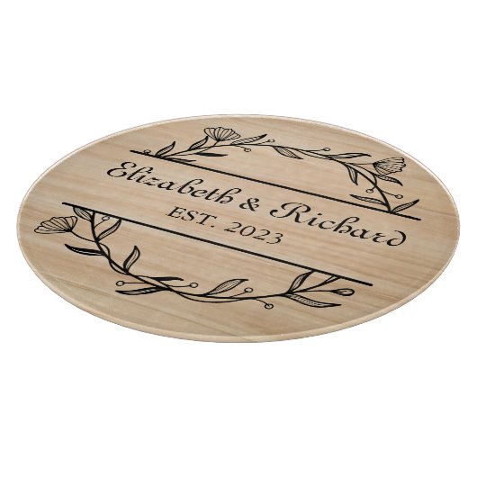 Planche À Découper Unique moderne Rustique Couple Mariage Date Pizza (Coin)