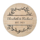 Planche À Découper Unique moderne Rustique Couple Mariage Date Pizza (Devant)