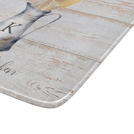 Planche À Découper Ustensiles de cuisine rustique et élégant Monogram (Coin)