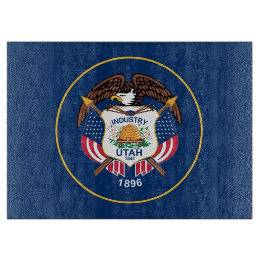 Planche À Découper Utah : Le drapeau de l'État de la ruche, Industrie (Devant)