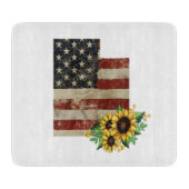 Planche À Découper Utah State Map US Drapeau Tournesol Verre (Devant)