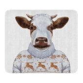 Planche À Découper Vache à chandail de Noël (Devant)