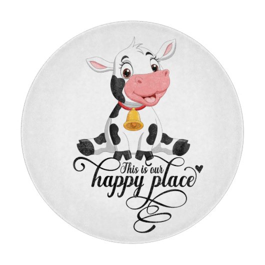 Planche À Découper Vache Bébé Notre Endroit Heureux (Devant)