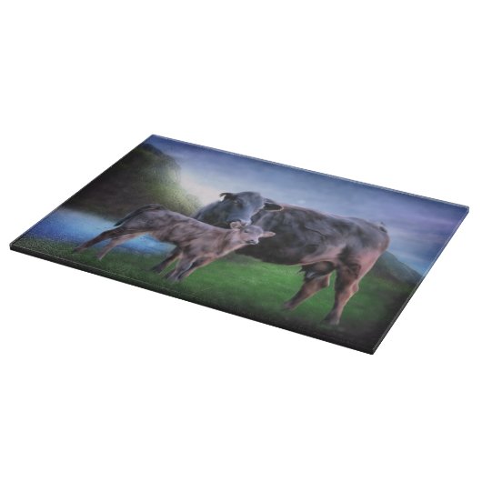 Planche À Découper Vache et veau de l'Angus noir (Coin)