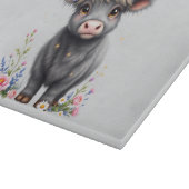 Planche À Découper Vache Grey Highland Avec Flore (Coin)