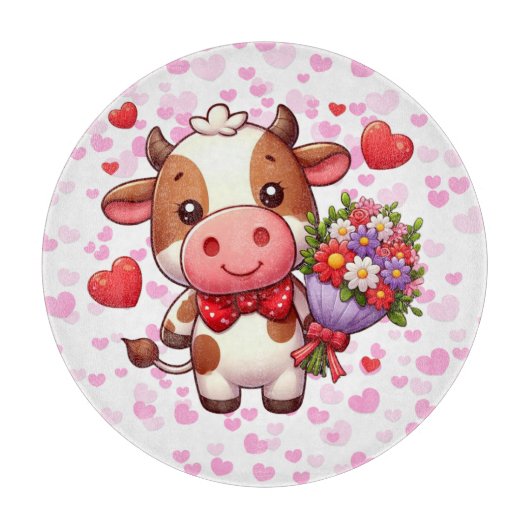 Planche À Découper Vache mignonne de la Saint-Valentin (Devant)