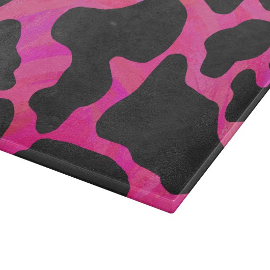 Planche À Découper Vache rose chaud et noir (Coin)