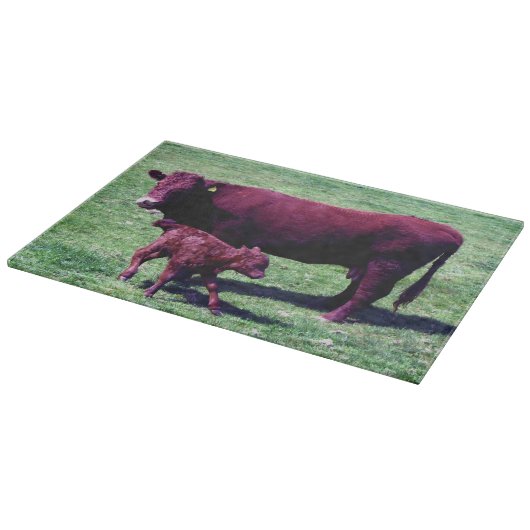 Planche À Découper Vache rouge du sud et veau à Devon (Coin)