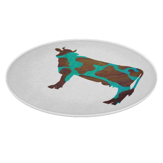 Planche À Découper Vache Silhouette Brown et Turquoise (Coin)