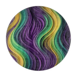 Planche À Découper Vague colorée à motif de Mardi Gras