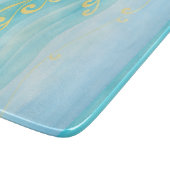 Planche À Découper Vague de mer bleue et or (Coin)