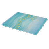 Planche À Découper Vague de mer bleue et or (Coin)