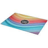 Planche À Découper Vagues arc-en-ciel Abstraites | Ajouter votre logo (Coin)