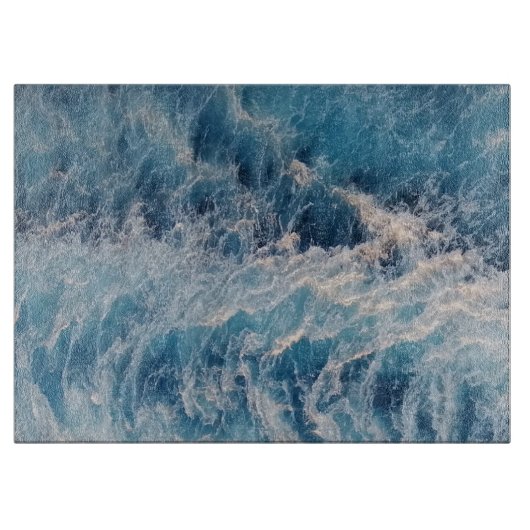 Planche À Découper Vagues bleu océan (Devant)