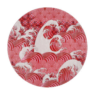 Planche À Découper Vagues Chinoises : Décor Sans Couleur.