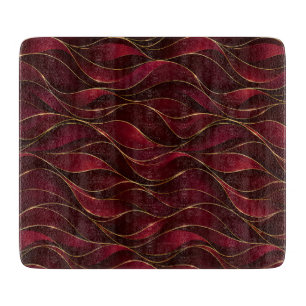 Planche À Découper Vagues de marbre rouge burgundy élégantes avec acc