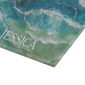 Planche À Découper Vagues de style résine Monogramme Coastal (Coin)