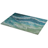 Planche À Découper Vagues de style résine Monogramme Coastal (Coin)