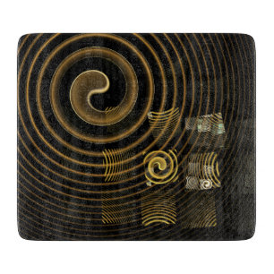 Planche À Découper Vagues dorées hypnotiques Art abstrait moderne