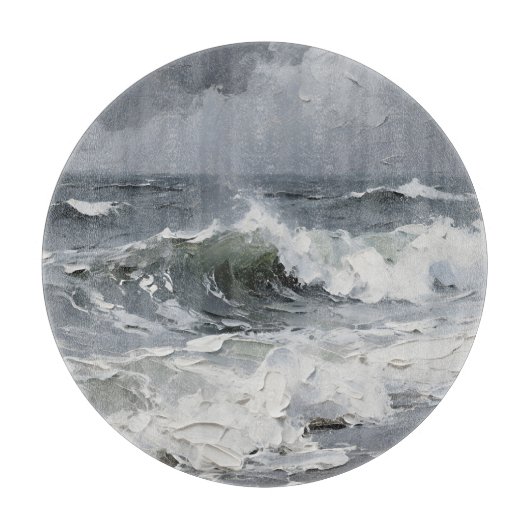Planche À Découper Vagues océaniques Paysage marin orageux Texturé (Devant)