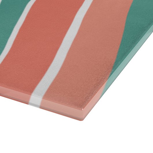 Planche À Découper Vagues rétro - Orange et vert (Coin)