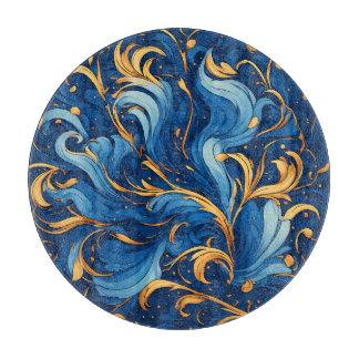 Planche À Découper Vagues royales de fantaisie Tourbillons de bleu et