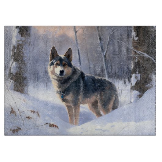 Planche À Découper Vallhund suédois Laisser neiger Noël (Devant)