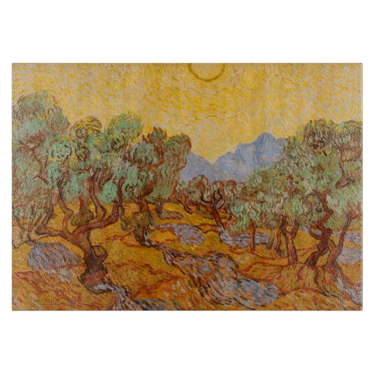 Planche À Découper Van Gogh Olive Trees Soleil Jaune Ciel (Devant)