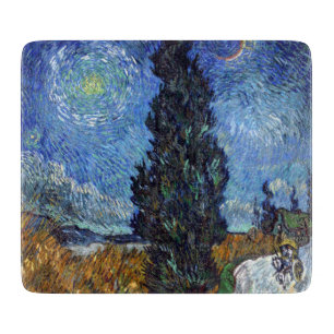 Planche À Découper Van Gogh Road Avec Cyprès Impressionnisme