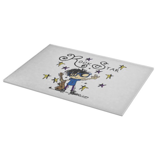 Planche À Découper Vedette du rock de garçon de cheveux noirs (Coin)