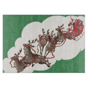 Planche À Découper Veille de Noël vintage, Père Noël rétro dans un tr