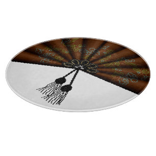 Planche À Découper Ventilateur d'art Brown Floral Pixel