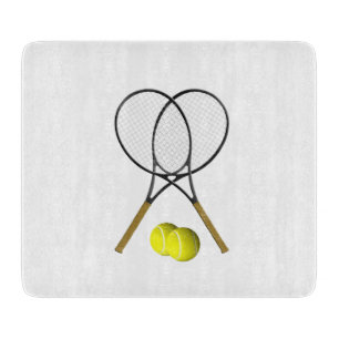 Planche À Découper Verre à thème de tennis en double