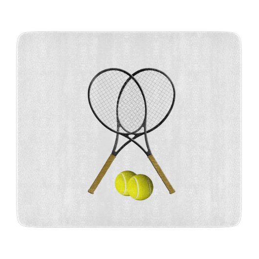 Planche À Découper Verre à thème de tennis en double (Devant)