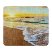 Planche À Découper Verre couché de soleil sur la plage (Devant)