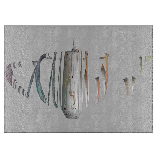 Planche À Découper Verre de bateau bleu clair orange fracturé (Devant)